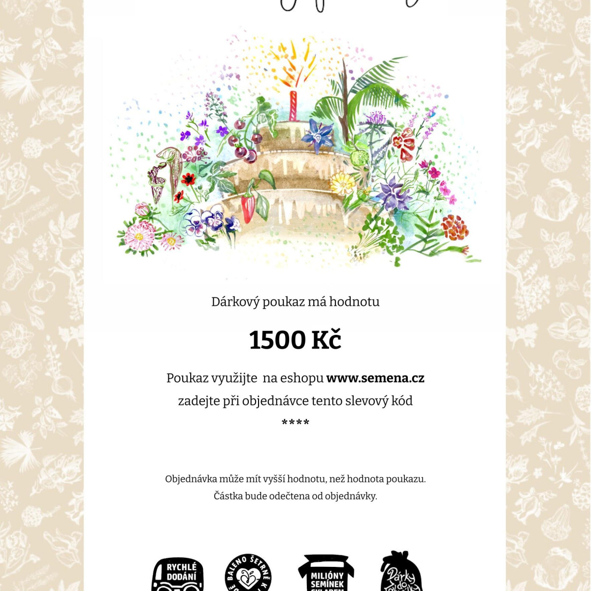 Voucher k narozeninám v hodnotě 1500,- Kč