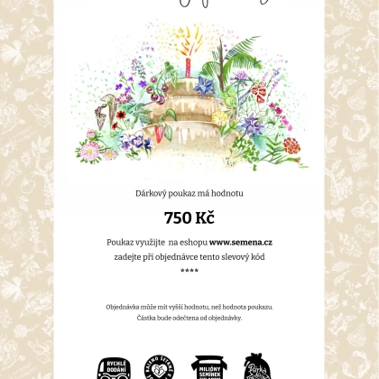 Voucher k narozeninám v hodnotě 750,- Kč