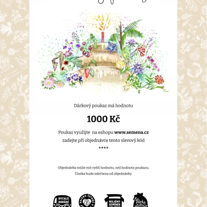 Voucher k narozeninám v hodnotě 1000,- Kč