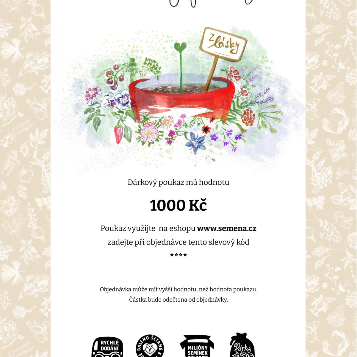 Voucher z lásky v hodnotě 1000,- Kč