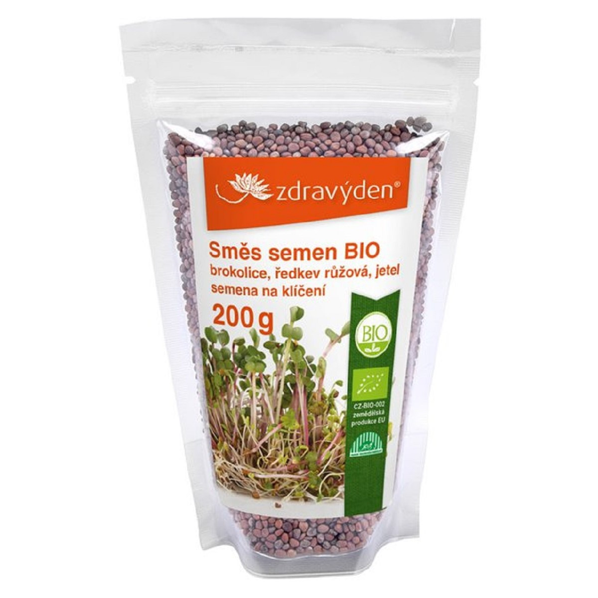 BIO Brokolice, ředkev, jetel - směs - bio semena na klíčení - 200 g