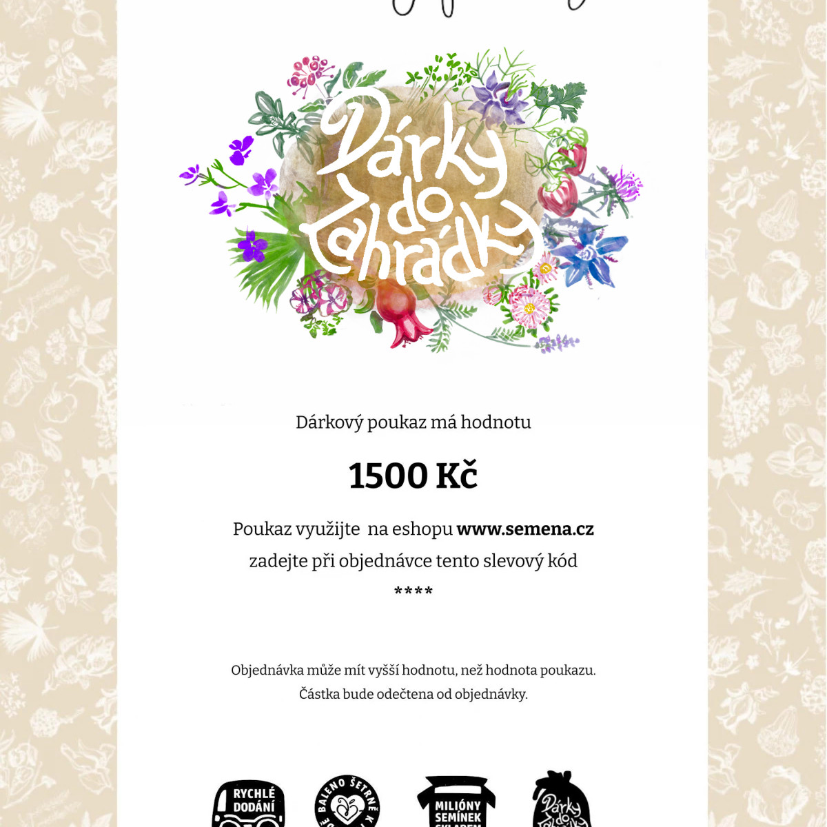 Dárkový voucher v hodnotě 1500,- Kč