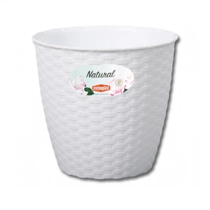 Obal na květináč NATURAL bílý - 14 x 13 cm - 1 ks
