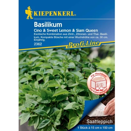 Bazalka Cino & Sweet Lemon & Siam Queen - výsevný pásek - 15x150 cm