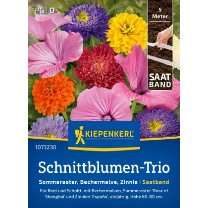 Květiny k řezu trio - astra čínská, slézovec a ostálka - výsevný pásek - 1 ks