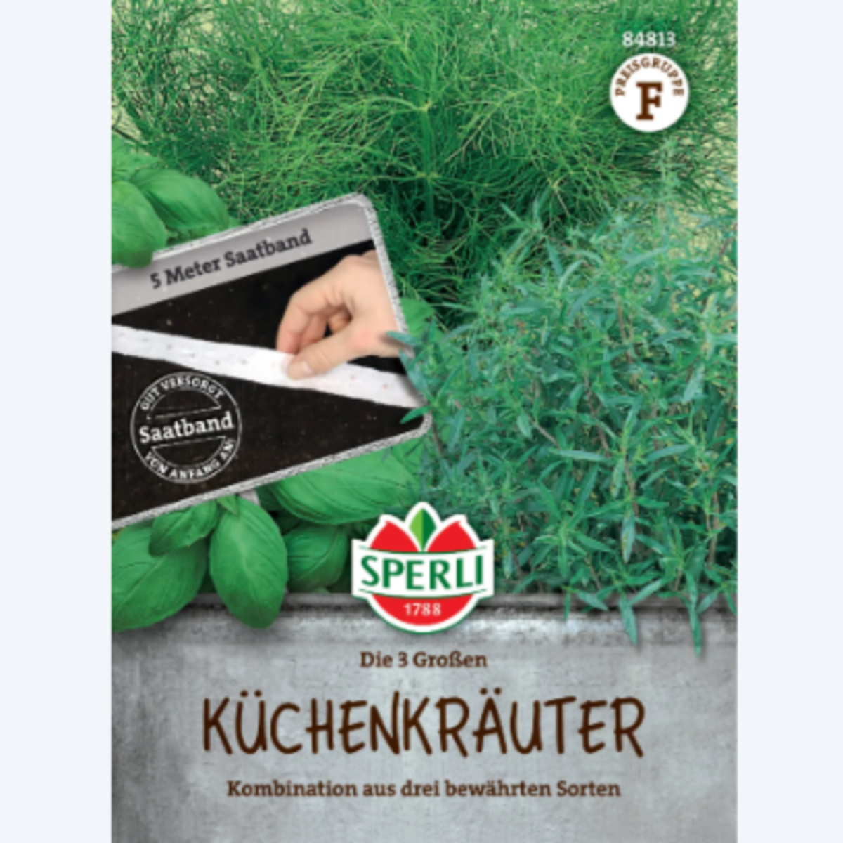 Tři oblíbené bylinky - bazalka, saturejka, kopr - výsevný pásek - 1 ks