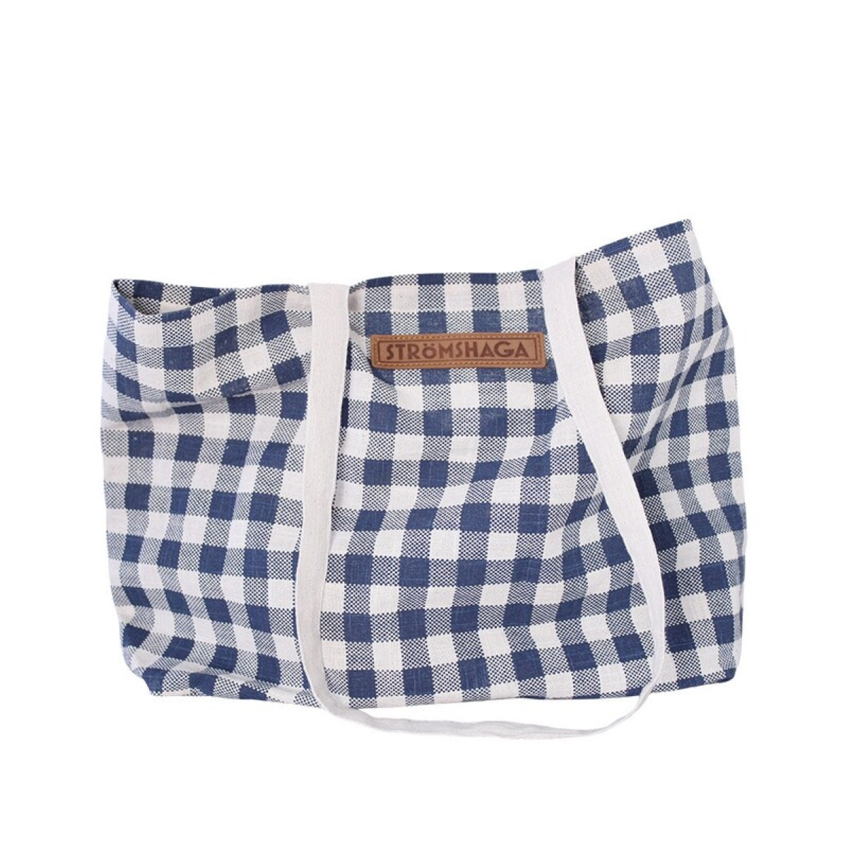 Plátěná taška s kostkovaným vzorem - modro-bílá - Strömshaga AB - 1 ks
