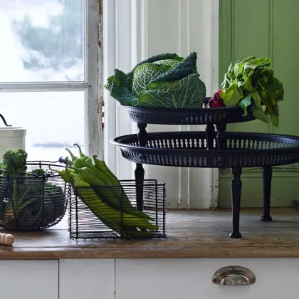 Černý drátěný koš - hranatý - Strömshaga AB - 1 ks