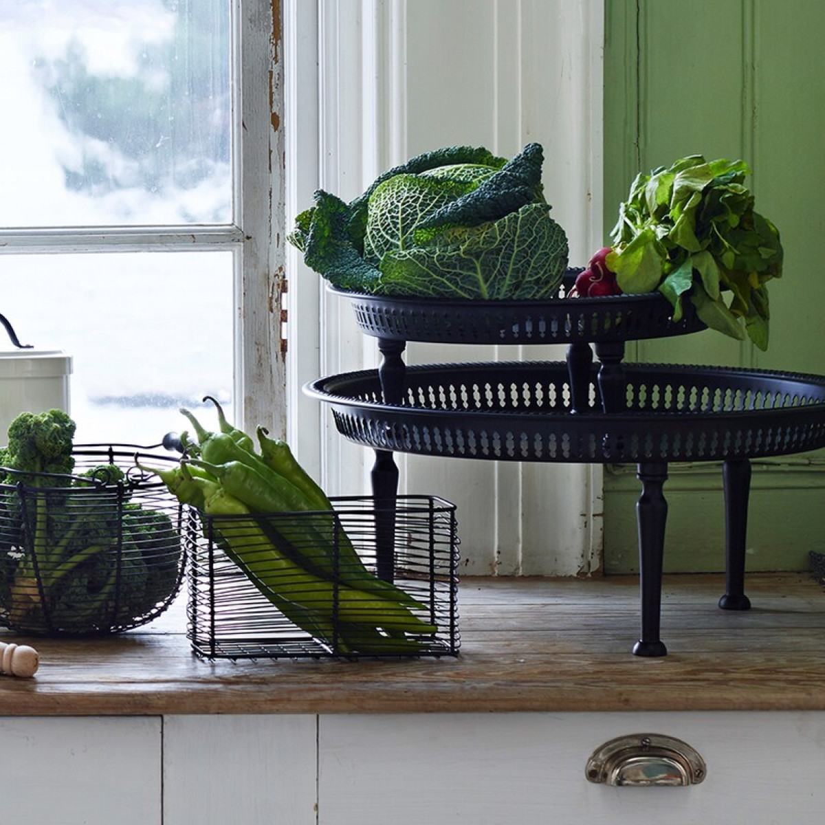 Černý drátěný koš - hranatý - Strömshaga AB - 1 ks