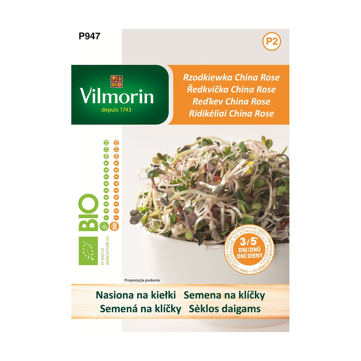 Bio ředkvička China Rose - bio semena na klíčky - 10 g